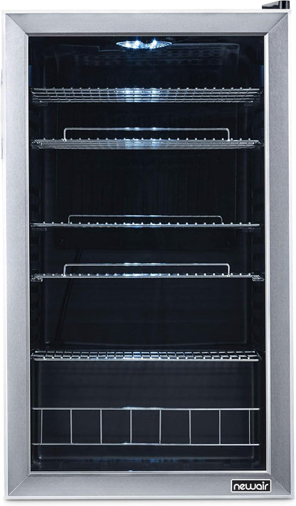 2026 Getränkekühlschrank | Freistehender Kühlschrank für 126 Dosen mit Glastür mit Scharnier rechts | Mini-Getränkekühlschrank, perfekt für Bier, Wein, Limonade und kühlere Getränke