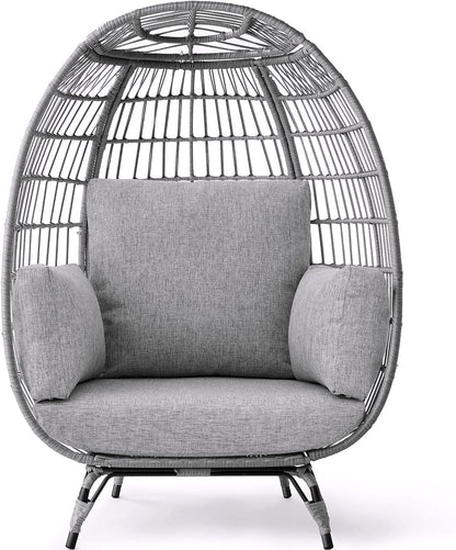 2026 Best Choice Products Wicker Egg Chair – Übergroßer Indoor- & Outdoor-Loungesessel für Terrasse, Garten & Wohnzimmer