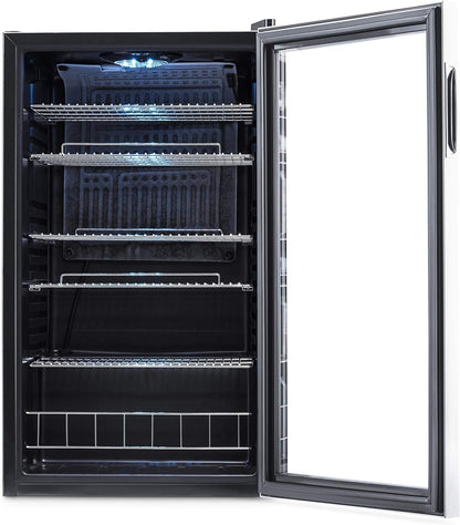 2026 Getränkekühlschrank | Freistehender Kühlschrank für 126 Dosen mit Glastür mit Scharnier rechts | Mini-Getränkekühlschrank, perfekt für Bier, Wein, Limonade und kühlere Getränke