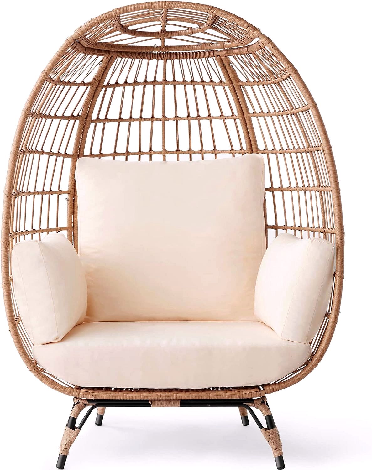2026 Best Choice Products Wicker Egg Chair – Übergroßer Indoor- & Outdoor-Loungesessel für Terrasse, Garten & Wohnzimmer