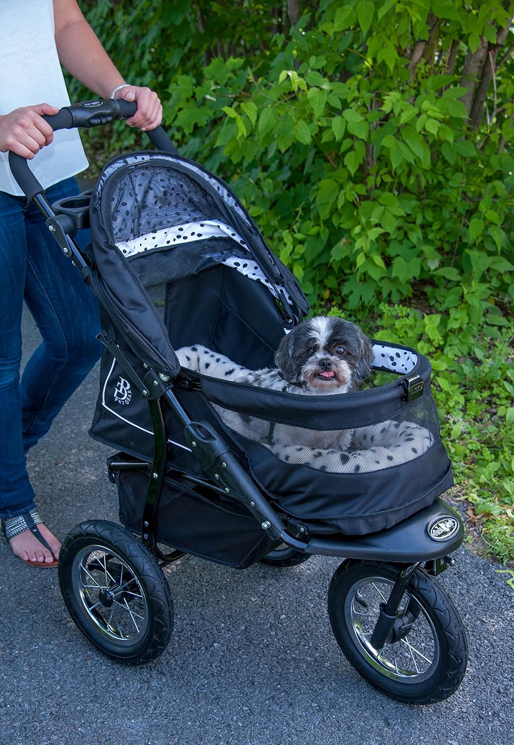 2026 No-Zip NV Haustier-Buggy für Katzen/Hunde, Einstieg ohne Reißverschluss, einfaches Zusammenklappen mit einer Hand, Reifen mit Gelfüllung, Plüschpolster + Wetterschutz inklusive, 3 Farben