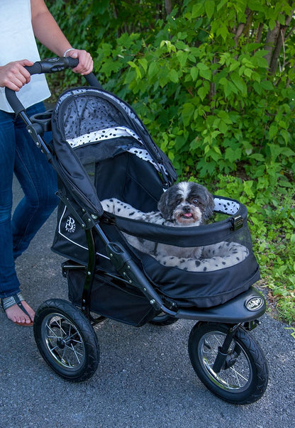 2026 No-Zip NV Haustier-Buggy für Katzen/Hunde, Einstieg ohne Reißverschluss, einfaches Zusammenklappen mit einer Hand, Reifen mit Gelfüllung, Plüschpolster + Wetterschutz inklusive, 3 Farben