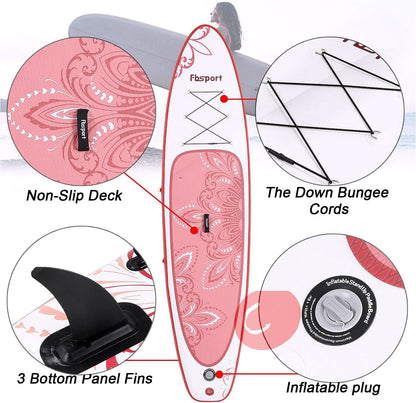 2026 Premium Stand Up Paddle Board, Yoga Board with Durable SUP Accessories & Carry Bag | Wide Stance, Surf Control, Non-Slip Deck, Leash, Paddle and Pump for Youth & Adult