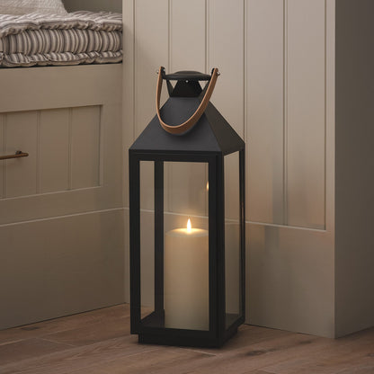 2er Set Brixham TruGlow® LED-Laternen aus Metall mit Ledergriffen