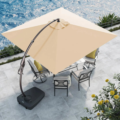 2026 Grand Patio Deluxe Ampelschirm aus Aluminium, rechteckig, mit Ständer, 3 x 3 m, Champagner