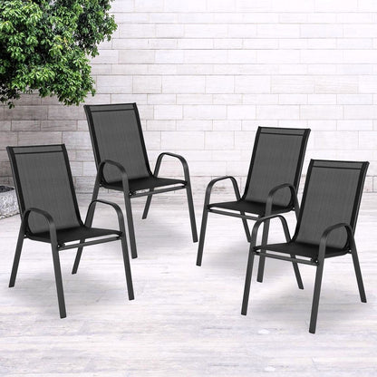 2026 4er-Set Brazos Serie Schwarze Stapelbare Outdoor-Stühle