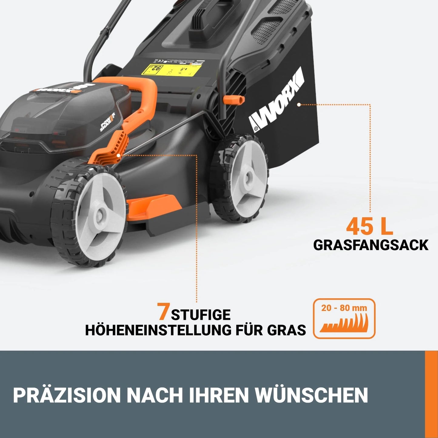 2026 WORX WG743E Akku-Rasenmäher 40V – Profi Rasenmäher mit Mulchfunktion & PowerShare Akku – Rasenmähen ohne Kabel – Ideal für Gärten bis zu 500m²