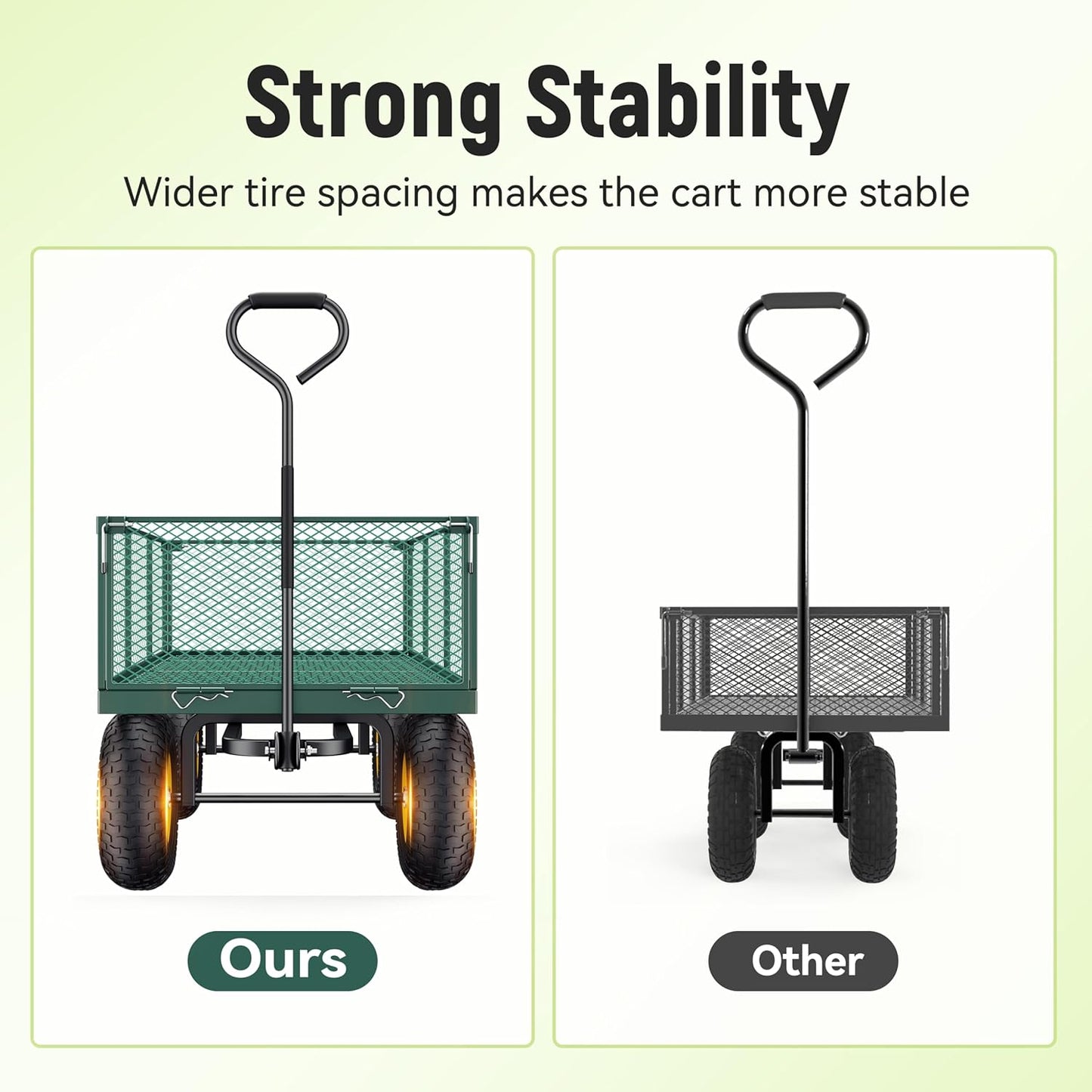 2026 Steel Garden Cart, 2-in-1 1400 lbs Heavy Duty Utility Wagon, with Removable Mesh Sides to Convert into Flatbed, 240° U-Turn 13" Pneumatic Tires Garden Wagon for Farm Yard Lawn Garden Camping
