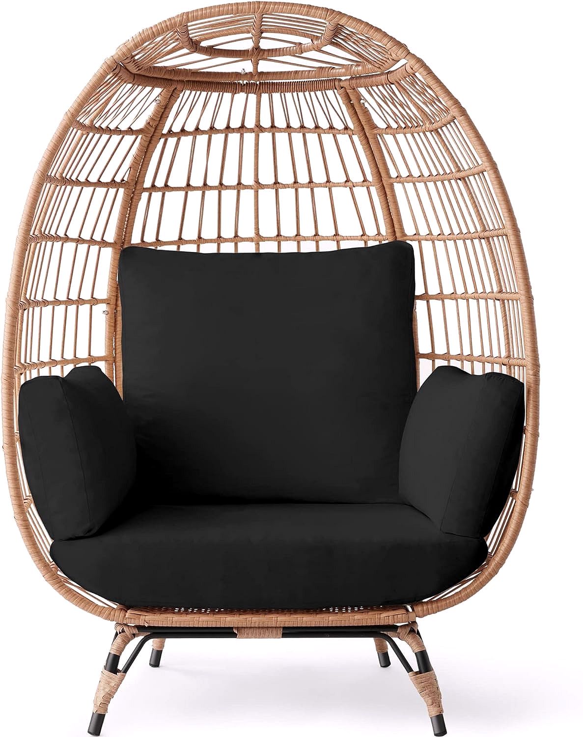 2026 Best Choice Products Wicker Egg Chair – Übergroßer Indoor- & Outdoor-Loungesessel für Terrasse, Garten & Wohnzimmer