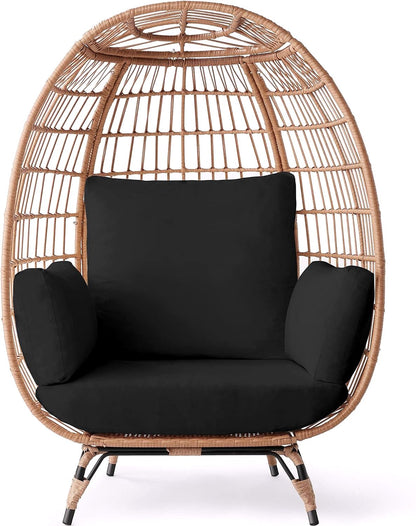 2026 Best Choice Products Wicker Egg Chair – Übergroßer Indoor- & Outdoor-Loungesessel für Terrasse, Garten & Wohnzimmer