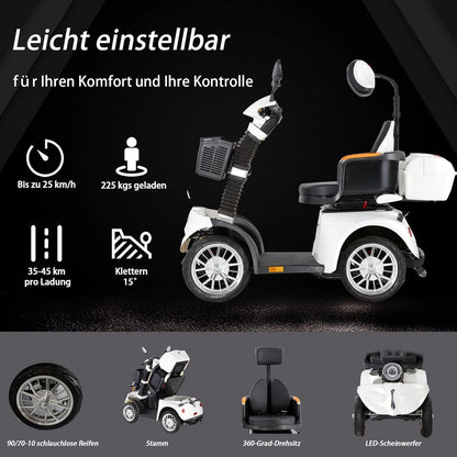 2026 ZVGREEN-Mobilitätsroller mit 4 Rädern-Seniorenmobil-Kapitänssitz-Max. 15km/h-geräumiger Stauraum-drehbarer Sitz-Elektromagnetische Bremse