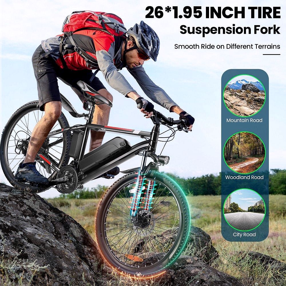 2026 500W Elektrofahrrad 26" E-Bike für Erwachsene mit Tempomat