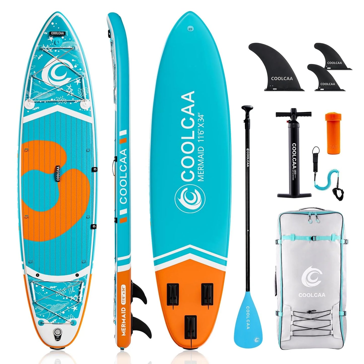 2026 COOLCAA 354cmx86cmx15cm Stand Up Paddling Board mit Premium SUP Zubehör, Tragkraft bis 210kg, SUP Board für Erwachsene und Jugendliche Aller Niveaus