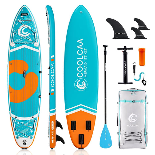 2026 COOLCAA 354cmx86cmx15cm Stand Up Paddling Board mit Premium SUP Zubehör, Tragkraft bis 210kg, SUP Board für Erwachsene und Jugendliche Aller Niveaus