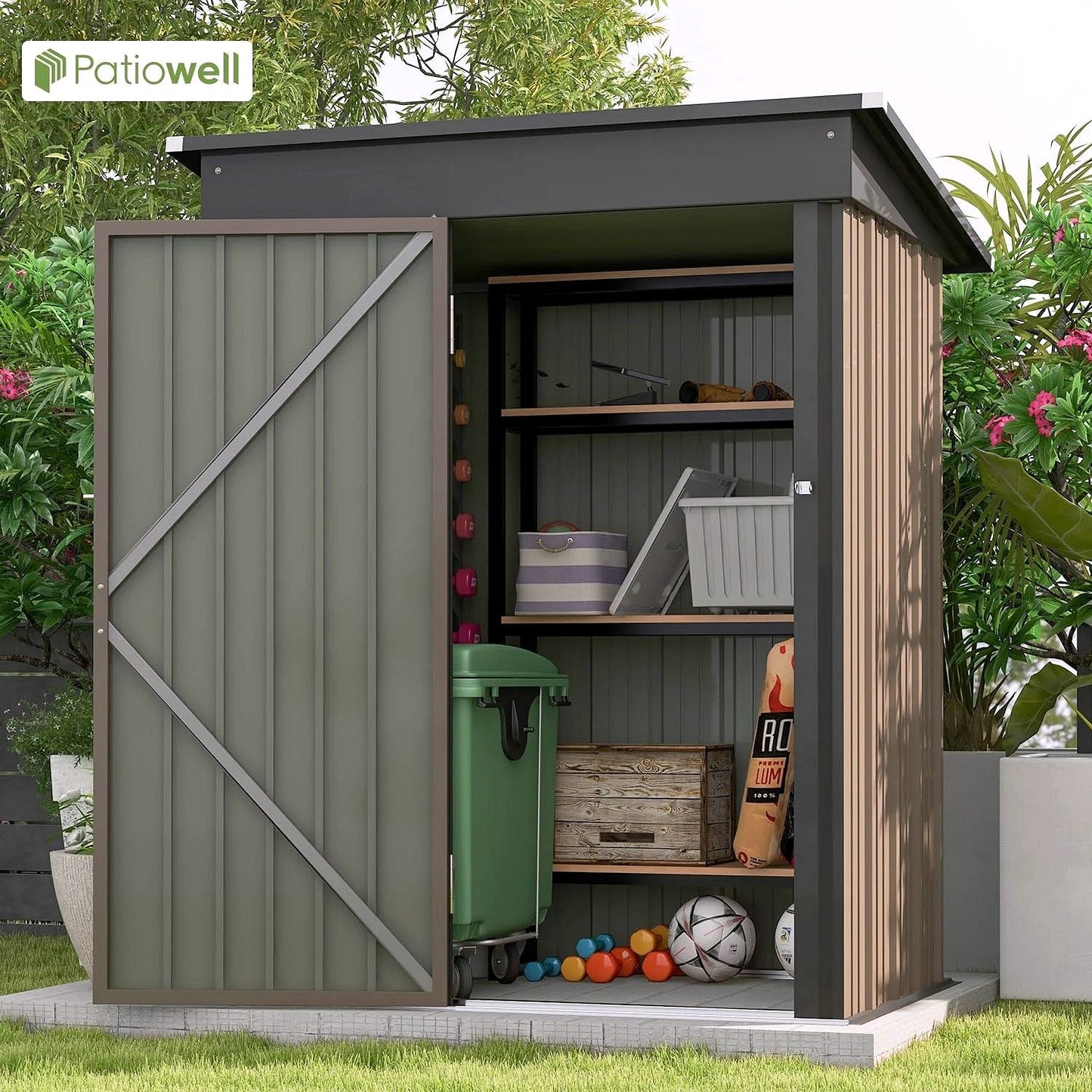 2026 Patiowell Outdoor-Gerätehaus 5 × 3 FT für Garten, Terrasse und Rasen