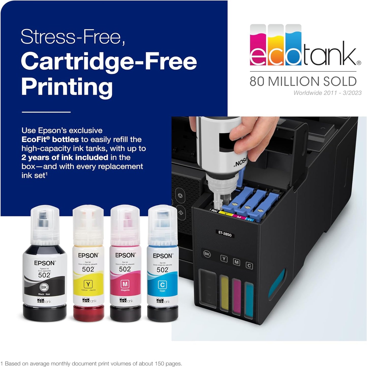 2026 ET-4800 Kabelloser All-in-One-Supertank-Drucker ohne Patronen mit Scanner, Kopierer, Fax, ADF und Ethernet – Ideal für Ihr Home-Office, Weiß