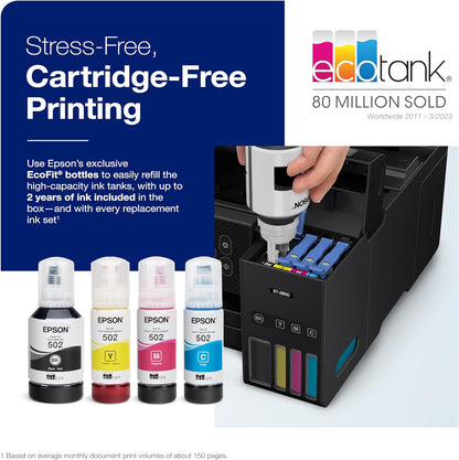 2026 ET-4800 Kabelloser All-in-One-Supertank-Drucker ohne Patronen mit Scanner, Kopierer, Fax, ADF und Ethernet – Ideal für Ihr Home-Office, Weiß