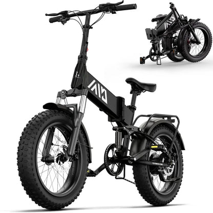 2026 TST Electric Bike, 4.0 Fat Tire Foldable Ebike, 48V 13Ah Batterie, 750W Electric Commuter Bicycle mit LCD, 20“ One-Step Folding Electric City Bike für Männer Frauen, Schwarz