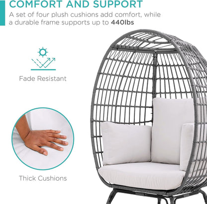 2026 Best Choice Products Wicker Egg Chair – Übergroßer Indoor- & Outdoor-Loungesessel für Terrasse, Garten & Wohnzimmer