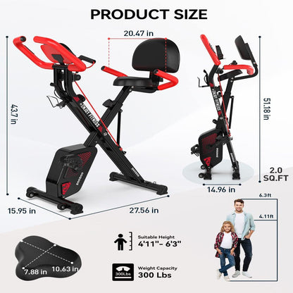 2026 Pooboo 3 In 1 Faltbare Heimtrainer Indoor Cycling Bike Workout 300Lb
