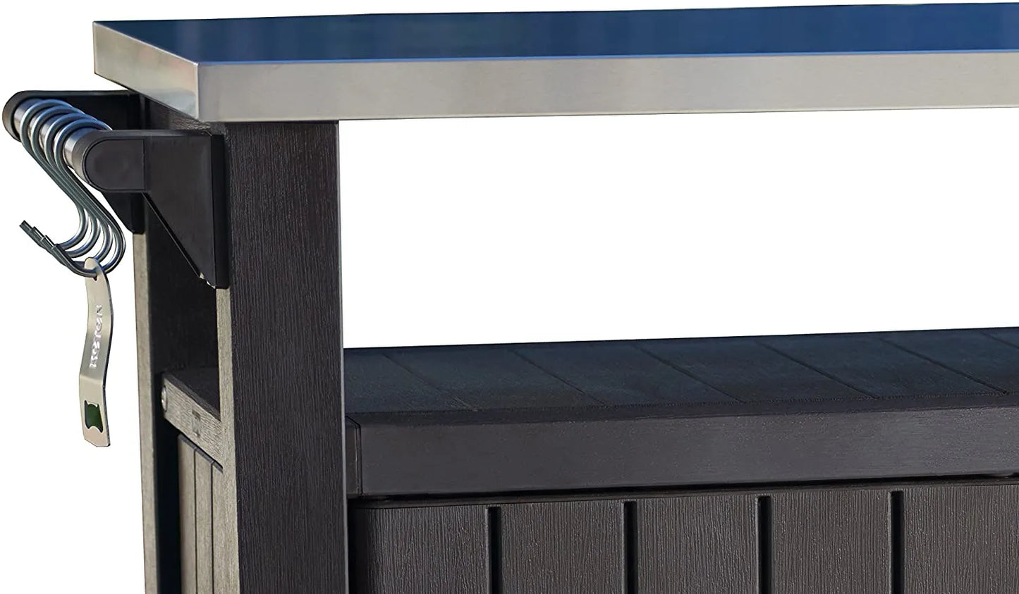 2026 2026 Keter Unity XL Mobiler Patio-Wagen – Wetterfester Außenküchentisch mit Edelstahl-Arbeitsfläche, Abschließbarem Stauraum & Zubehör