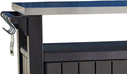 2026 2026 Keter Unity XL Mobiler Patio-Wagen – Wetterfester Außenküchentisch mit Edelstahl-Arbeitsfläche, Abschließbarem Stauraum & Zubehör