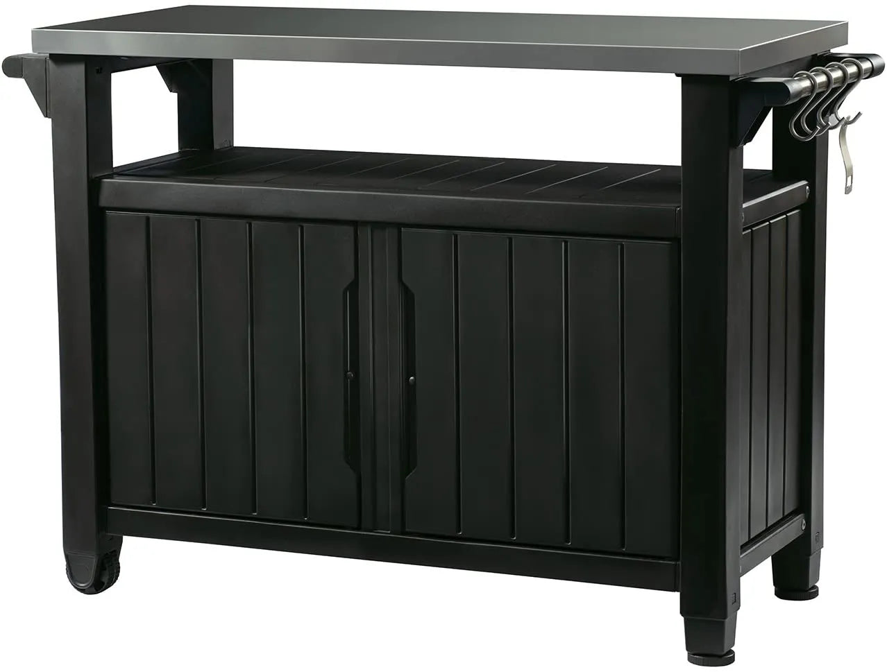 2026 2026 Keter Unity XL Mobiler Patio-Wagen – Wetterfester Außenküchentisch mit Edelstahl-Arbeitsfläche, Abschließbarem Stauraum & Zubehör
