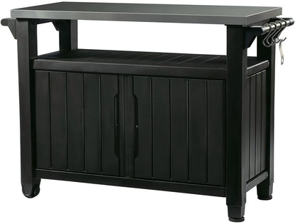 2026 2026 Keter Unity XL Mobiler Patio-Wagen – Wetterfester Außenküchentisch mit Edelstahl-Arbeitsfläche, Abschließbarem Stauraum & Zubehör