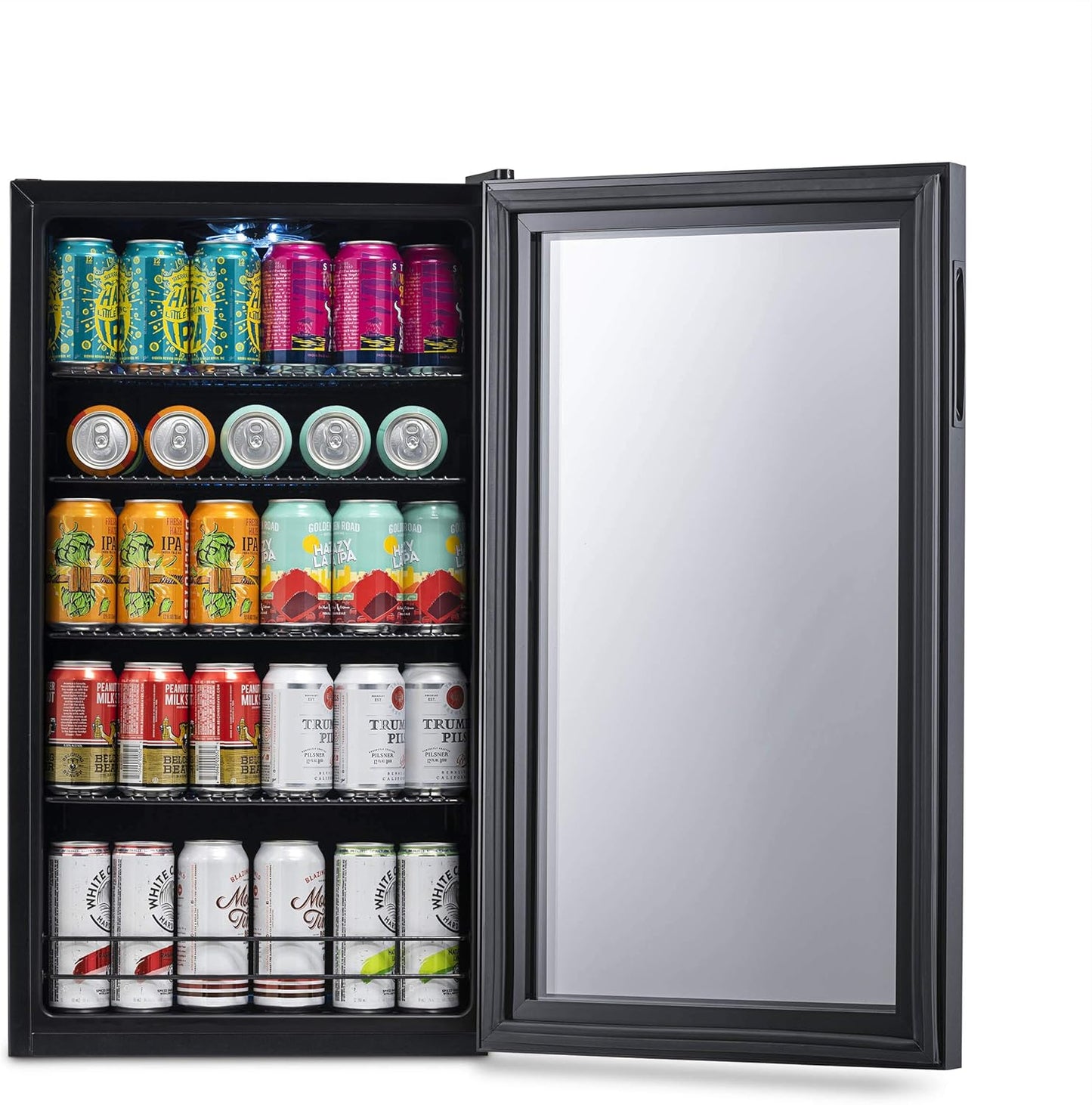 2026 Getränkekühlschrank | Freistehender Kühlschrank für 126 Dosen mit Glastür mit Scharnier rechts | Mini-Getränkekühlschrank, perfekt für Bier, Wein, Limonade und kühlere Getränke