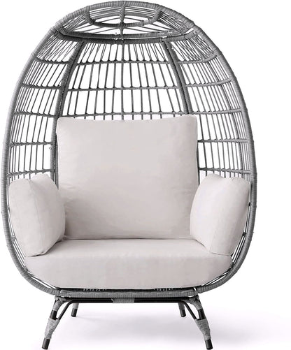 2026 Best Choice Products Wicker Egg Chair – Übergroßer Indoor- & Outdoor-Loungesessel für Terrasse, Garten & Wohnzimmer