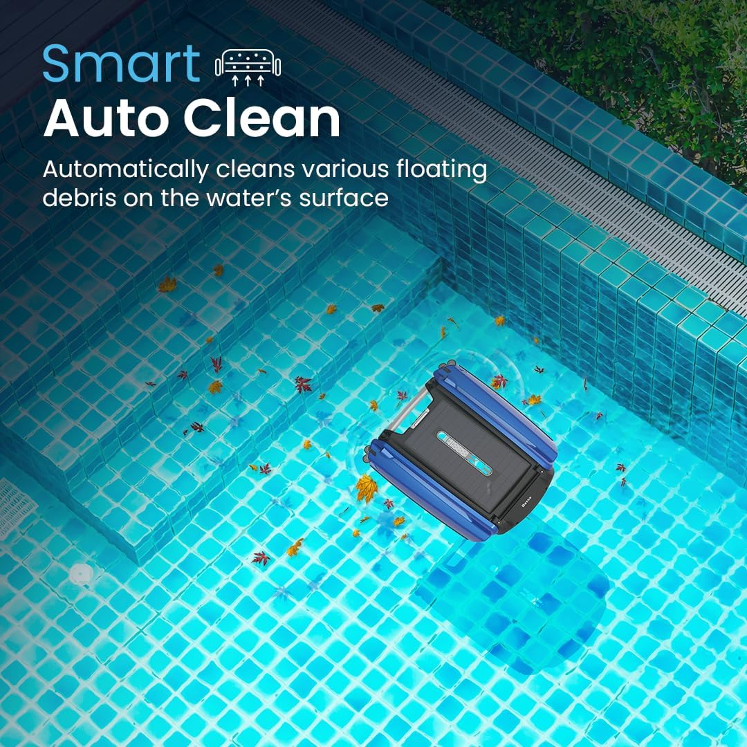 2026 Solarbetriebener automatischer Roboter-Skimmer-Reiniger für Pools mit 30 Stunden kontinuierlicher Reinigungsleistung durch Akkubetrieb und überarbeiteten, salz- und chlortoleranten Twin-Motoren (weiß)