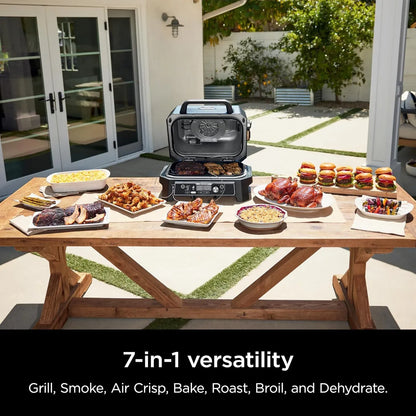 2026 Premium XL Outdoor-Grill & Smoker, Bluetooth, App-fähig, 7-in-1 Master Grill, BBQ-Smoker, Outdoor-Heißluftfritteuse, Woodfire-Technologie, 2 eingebaute Thermometer, Schwarz