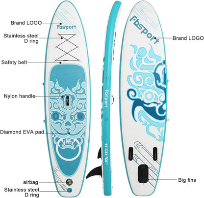 2026 Premium-Stand-Up-Paddle-Board, Yoga-Board mit strapazierfähigem SUP-Zubehör und Tragetasche | Breiter Stand, Surf-Kontrolle, rutschfestes Deck, Leine, Paddel und Pumpe für Jugendliche und Erwachsene