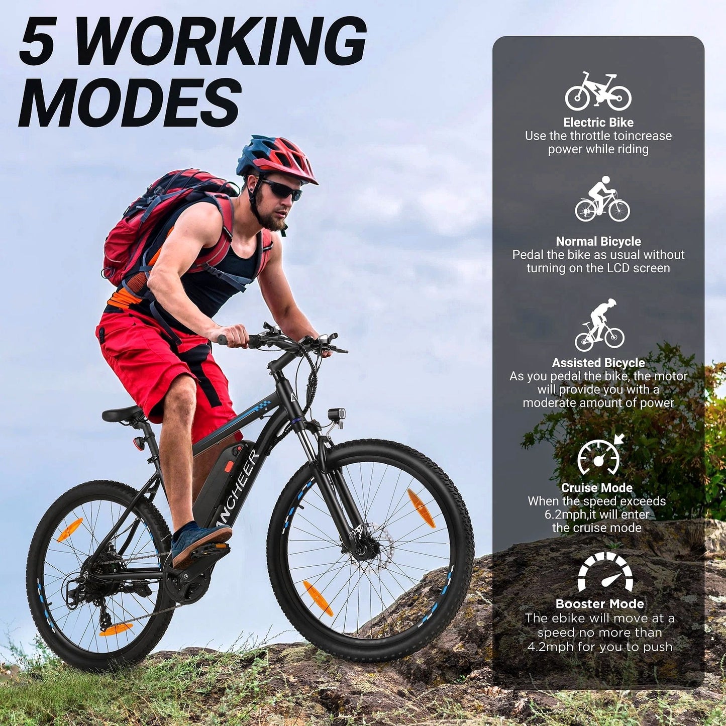 2026 ANCHEER Gladiator 500W 26" E-Mountainbike für Erwachsene