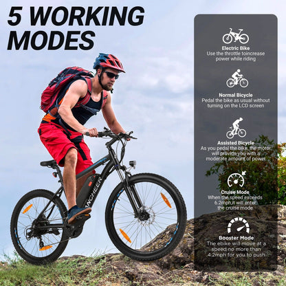 2026 ANCHEER Gladiator 500W 26" E-Mountainbike für Erwachsene