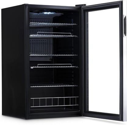 2026 Getränkekühlschrank | Freistehender Kühlschrank für 126 Dosen mit Glastür mit Scharnier rechts | Mini-Getränkekühlschrank, perfekt für Bier, Wein, Limonade und kühlere Getränke