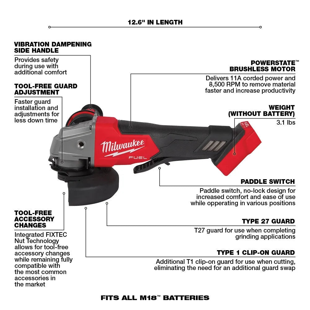 2026 2026 M18 FUEL 18V Akku-Kit Combo mit 7 Werkzeugen und 5,0 Ah Lithium-Ionen-Akku ohne Bürstenmotor