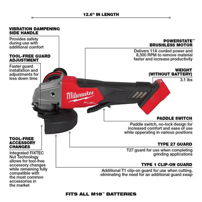 2026 2026 M18 FUEL 18V Akku-Kit Combo mit 7 Werkzeugen und 5,0 Ah Lithium-Ionen-Akku ohne Bürstenmotor