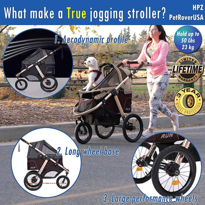 2026 Jogging-Sport-Tierbuggy mit Komfort-Gummirädern / Reißverschlusslosem Einstieg / Einhand-Schnellfaltung / Aluminiumrahmen für kleine & mittelgroße Hunde, Katzen und Haustiere (Grün Camouflage)