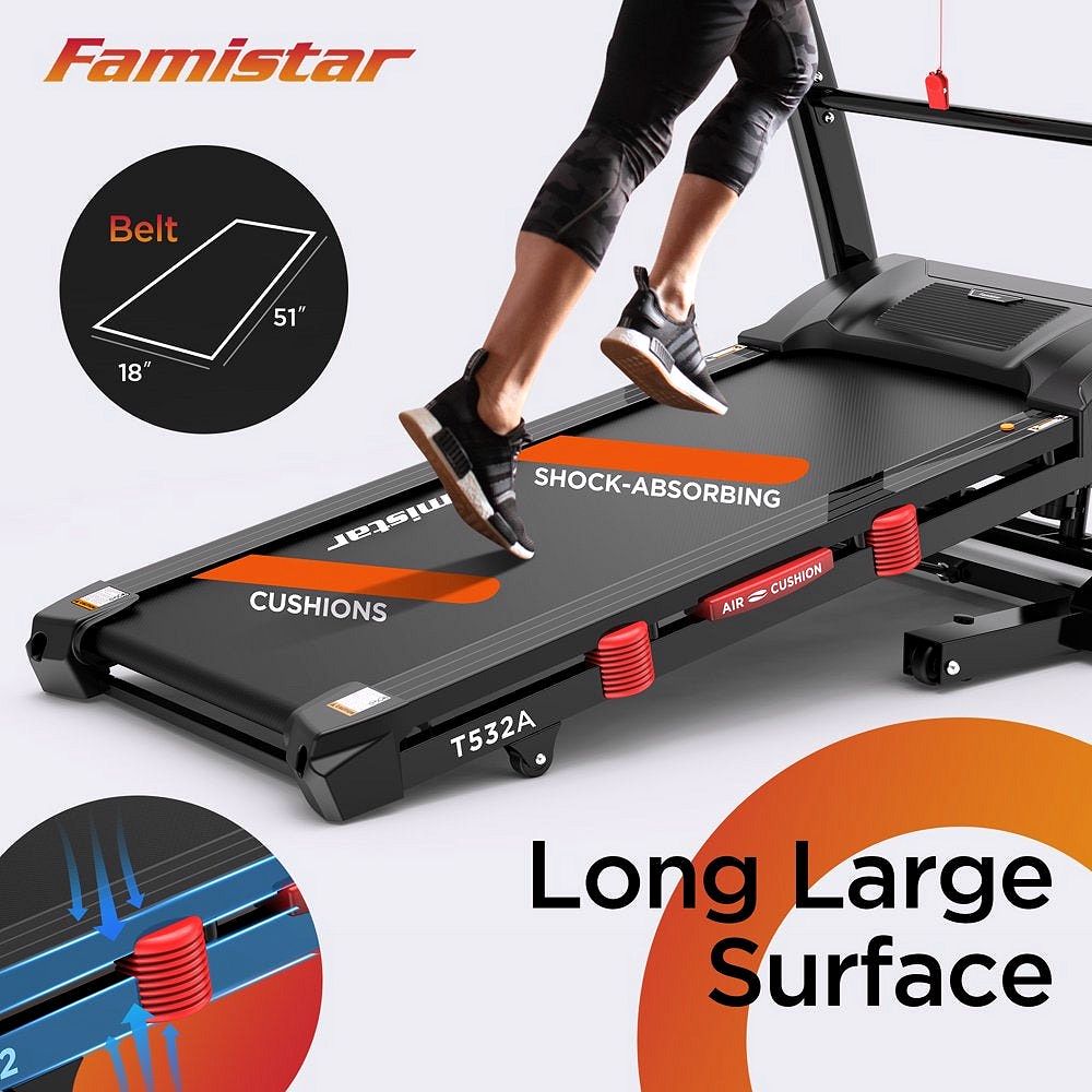 2026 Famistar Klappbares Laufband für Zuhause mit 15-stufiger Automatik-Steigung, 300 lbs Tragkraft, bis 10 MPH Geschwindigkeit