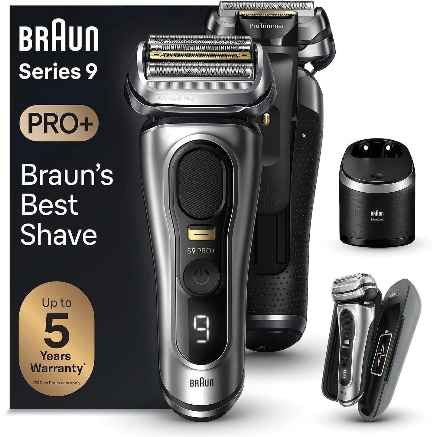 2026 2026 Braun Series 9 Pro+ 9477cc Nass- und Trockenrasierer mit 5-in-1 SmartCare Center und PowerCase, Silber