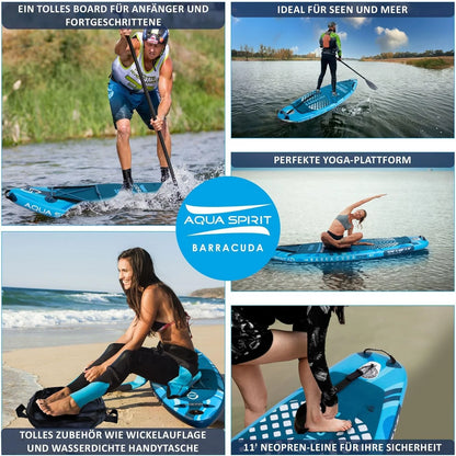 2026 Aqua Spirit SUP Board Aufblasbares Standup Stand Up Paddle Board/Paddel Kajak | 320x81x15cm | Satz mit Paddel, Sitz, Rucksack, Pumpe und weiterem Zubehör | Erwachsene Anfänger/Experten (Blau)