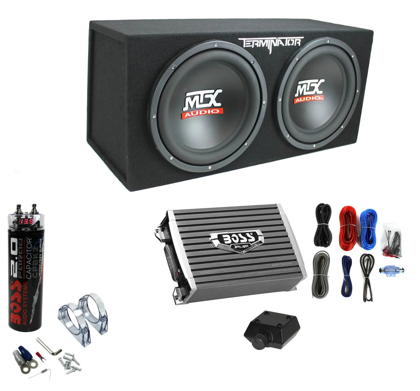 2026 MTX TNE212D 12″ 1200W Dual Subwoofer Box mit 1500W Monoblock-Verstärker & 2-Farad-Kondensator