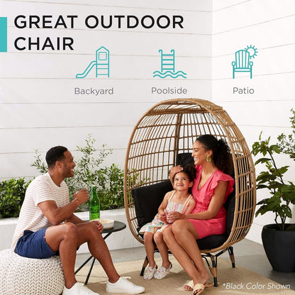 2026 Best Choice Products Wicker Egg Chair – Übergroßer Indoor- & Outdoor-Loungesessel für Terrasse, Garten & Wohnzimmer