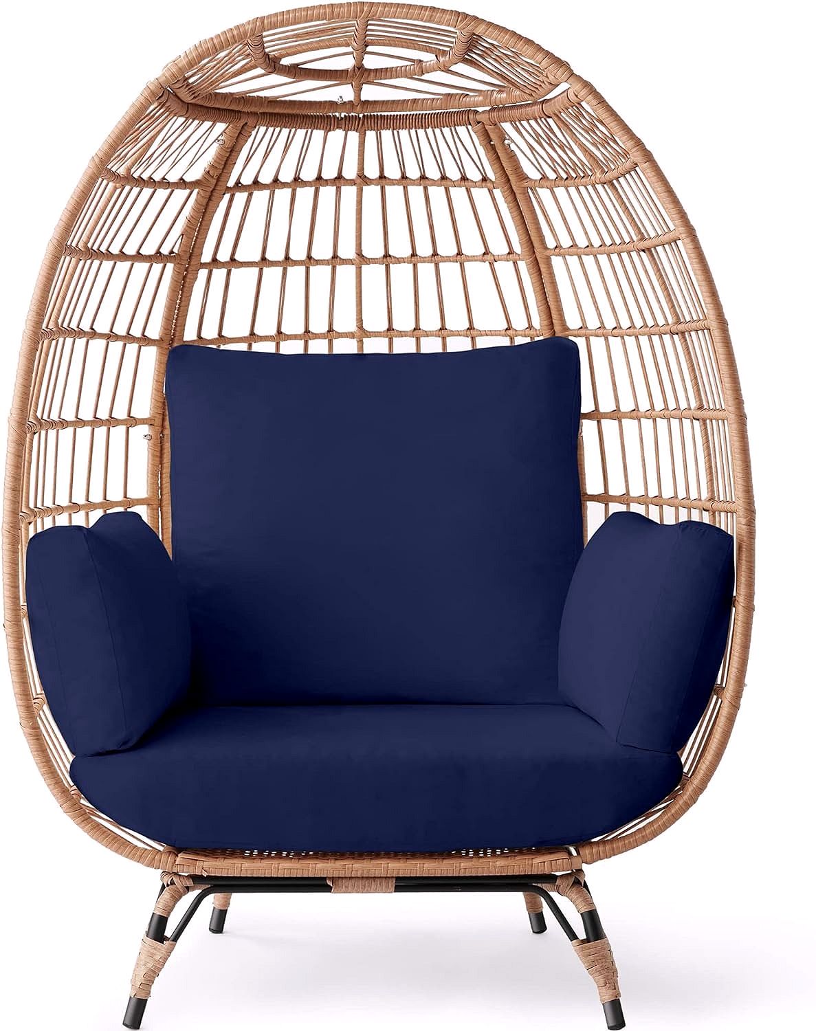 2026 Best Choice Products Wicker Egg Chair – Übergroßer Indoor- & Outdoor-Loungesessel für Terrasse, Garten & Wohnzimmer
