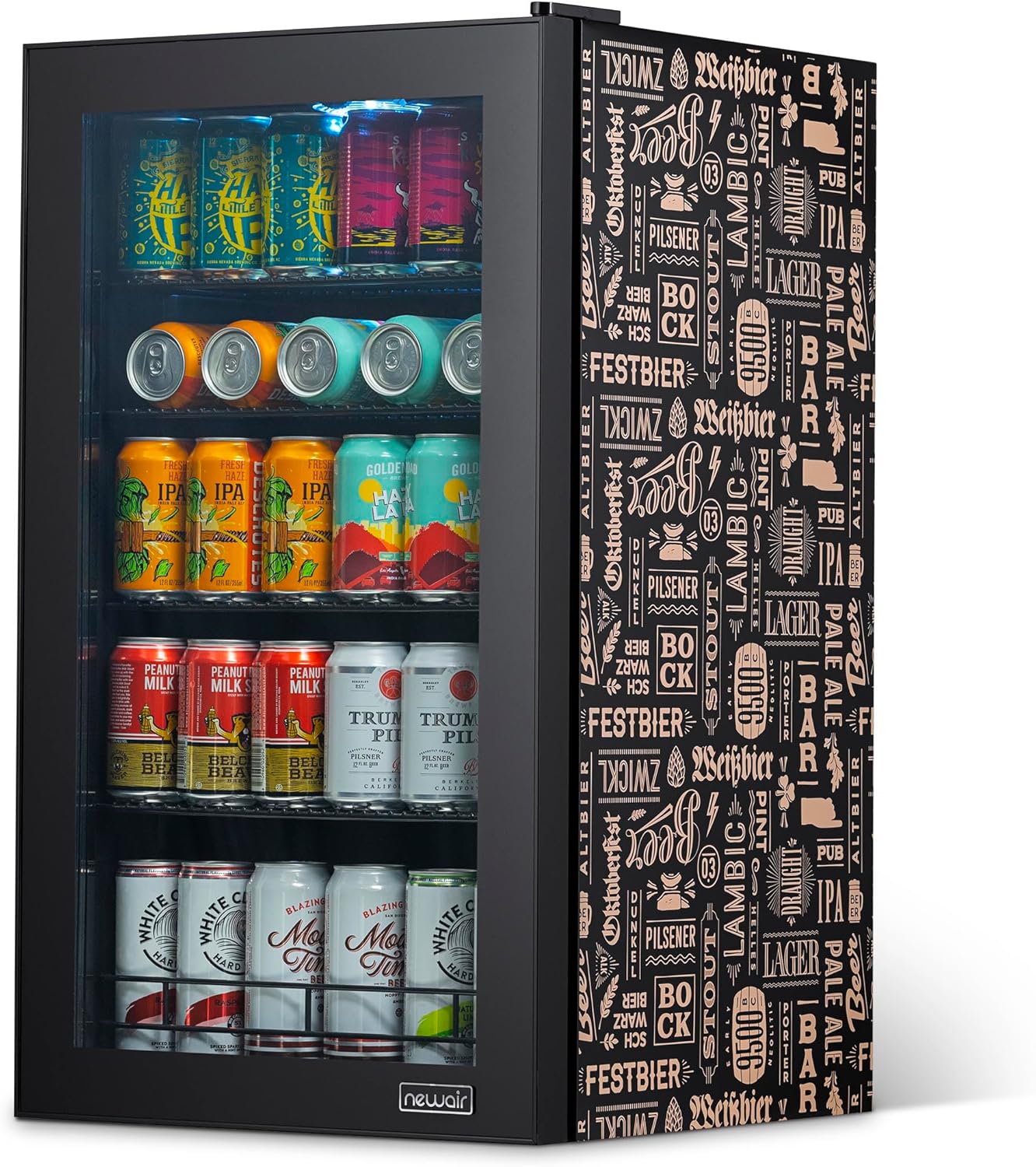 2026 Getränkekühlschrank | Freistehender Kühlschrank für 126 Dosen mit Glastür mit Scharnier rechts | Mini-Getränkekühlschrank, perfekt für Bier, Wein, Limonade und kühlere Getränke