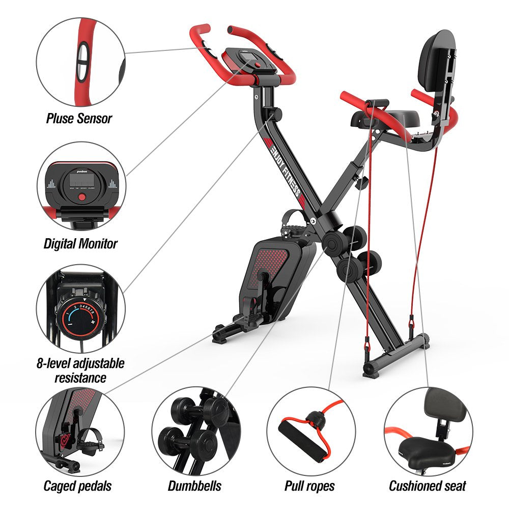 2026 Pooboo 3 In 1 Faltbare Heimtrainer Indoor Cycling Bike Workout 300Lb