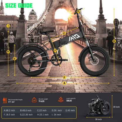 2026 TST Electric Bike, 4.0 Fat Tire Foldable Ebike, 48V 13Ah Batterie, 750W Electric Commuter Bicycle mit LCD, 20“ One-Step Folding Electric City Bike für Männer Frauen, Schwarz