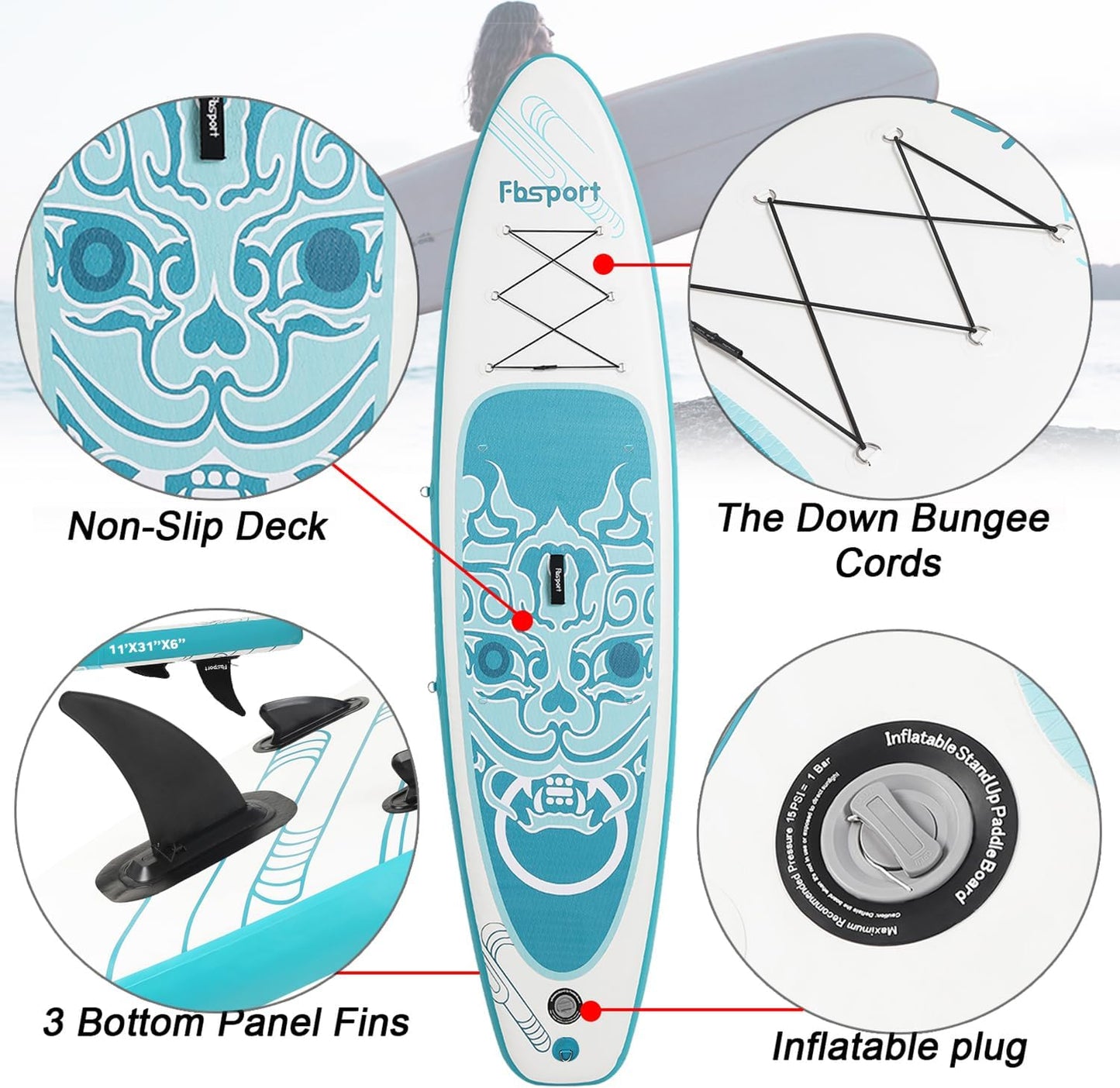 2026 Premium-Stand-Up-Paddle-Board, Yoga-Board mit strapazierfähigem SUP-Zubehör und Tragetasche | Breiter Stand, Surf-Kontrolle, rutschfestes Deck, Leine, Paddel und Pumpe für Jugendliche und Erwachsene