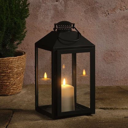 Große schwarze "Seaton" Laterne mit TruGlow® LED-Kerze